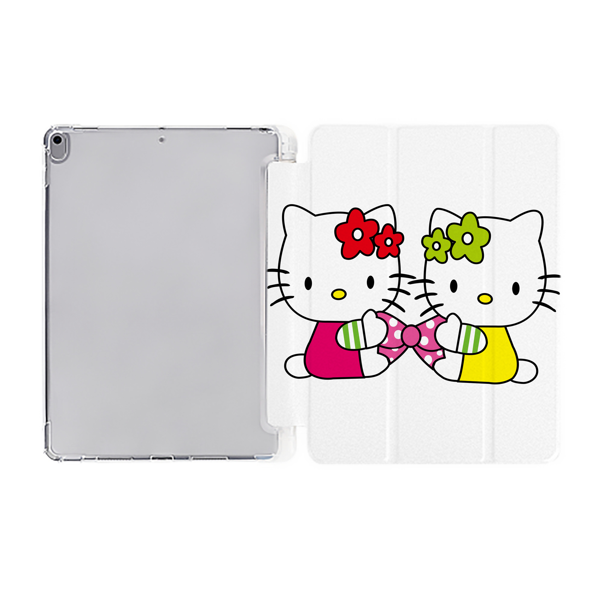 （画像用） Hello Kitty ハローキティ IPad ケース ペン収納付き 三つ折りスタンド PUレザー×シリコン 対応機種9.5/10.5/10.9インチ